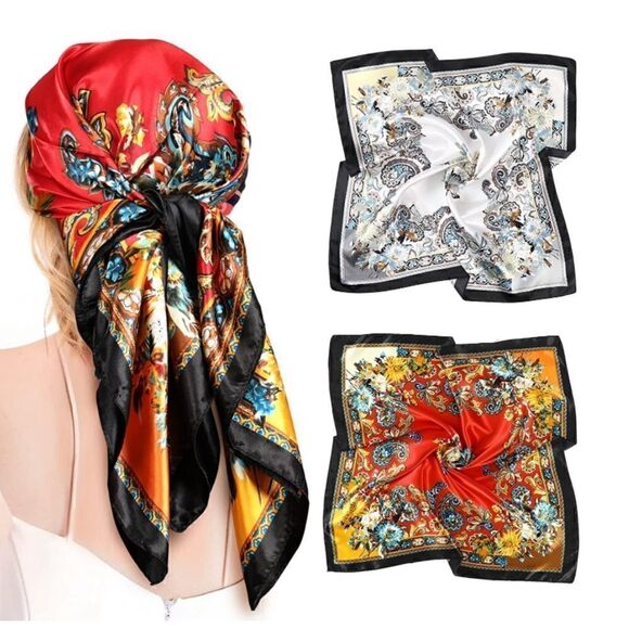 2 piece silky scarf set main image 4